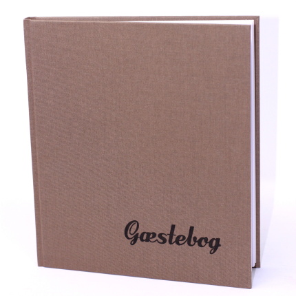 GÆSTEBOG LÆRRED M/TRYK - 23x25 CM COFFEE BRONZE