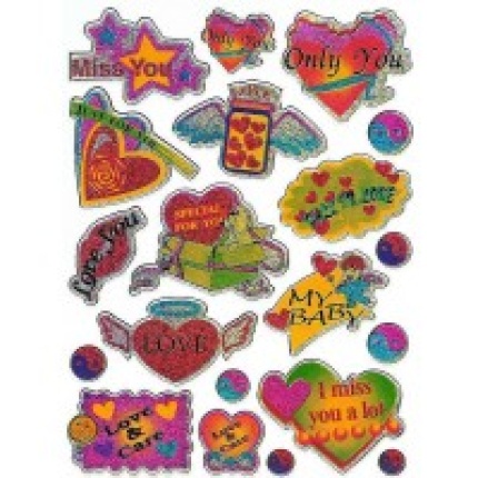 STICKERS  I" LOVE YOU" I NEON FARVER