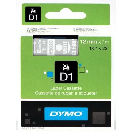 45020 DYMO D1 TAPE 12mm - HVID/KLAR