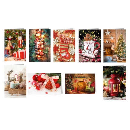 DOBBELT KORT M. FV. KONVOLUT - JULEMOTIVER 45 STK  (SKAFFEVARE)