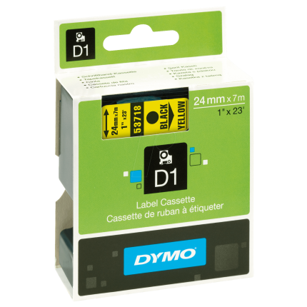53718-DYMO D1 TAPE - 24mm - SORT/GUL