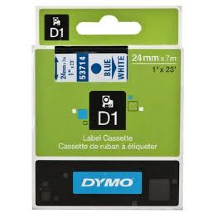 53714-DYMO D1 TAPE - 24mm - BLÅ/HVID