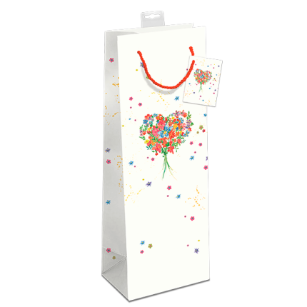 GAVEPOSE TIL FLASKE " HJERTE BUKET"