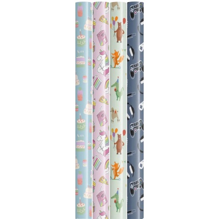 GAVEPAPIR 4 M X 0,7M BØRN 4 ASS. MOTIVER