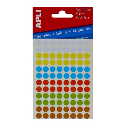 ETIKET RUND Ø8 MM ass fv.