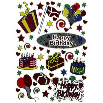 STICKERS TILLYKKE / HAPPY BIRTHDAY
