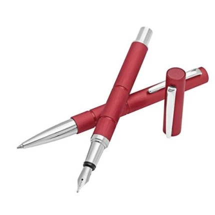 SKRIVESÆT "MONTARO" BALL & FYLDEPEN RØD/KROM