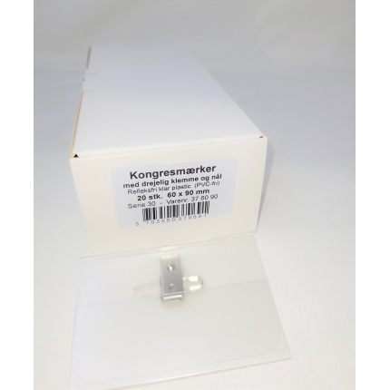 KONGRESMÆRKER 60X90, KLEMME & NÅL, U/INDSTIK