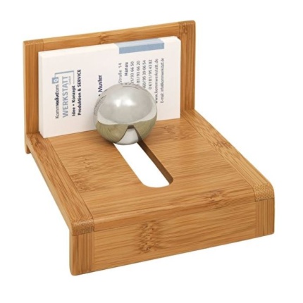 VISITKORTHOLDER "BAMBOO" MED KUGLESTOP -SKAFFEVARE