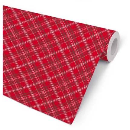 ØKONOM 57 CM " TARTAN -JUL" RØD/HVID/GRØN 154M