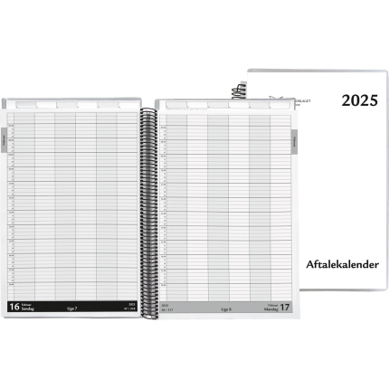 AFTALEKALENDER 2025 -  21 X 29,7 CM  TIL 6 MEDARB