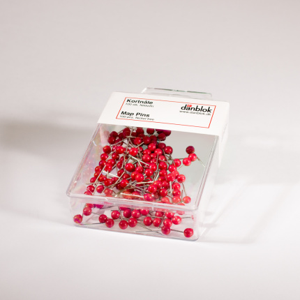KORTNÅLE / MAP PINS - Ø4 - 16MM - RØDE CA. 100 STK.
