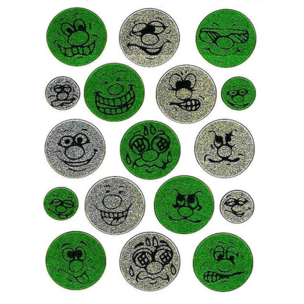 STICKERS GRØNNE/SØLV  SMILYES
