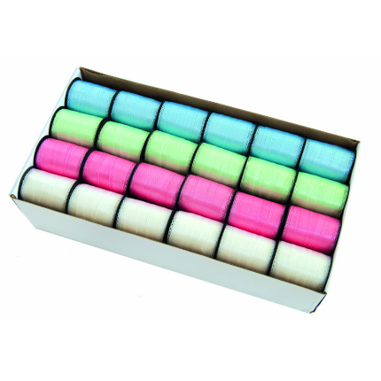 GAVEBÅND Spetsband ASS. 4 FARVER 18MM X 10M. 48 RULLER