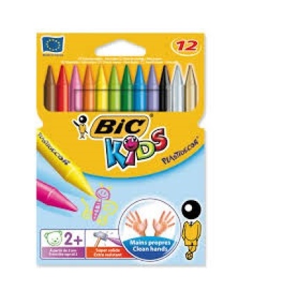 BIC KIDS PLASTFARVER 12 STK (SKAFFEVARE)