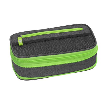 PENALHUS " NEON " - GRÅ/NEON GRØN - 23 x 12 x 4,5 ( 8 CM )