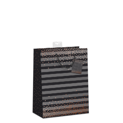 GAVEPOSE STR. M "SORT STRIB M. GULDPRIK" 18X23X10 CM