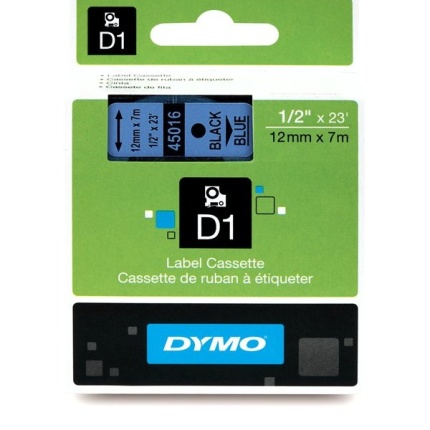 45016 DYMO D1 TAPE - 12mm, SORT/BLÅ