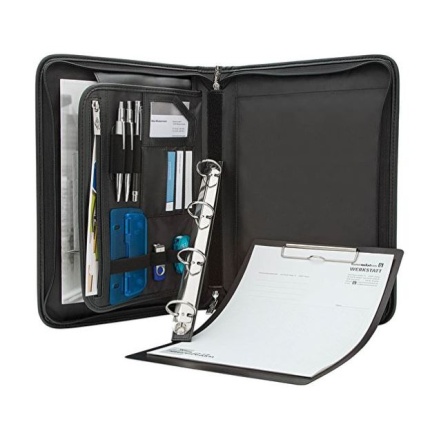 KONFERENCEMAPPE A4 LÆDER LOOK m/lynlås