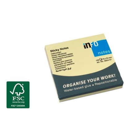 STICKY NOTES GULE 75 X 75 MM 100 BLADE