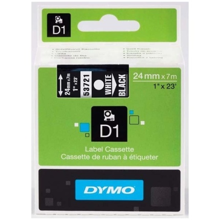 53721 DYMO D1 TAPE 24MM, HVID/SORT