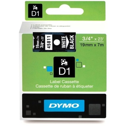 45811-DYMO D1 TAPE - 19mm - HVID / SORT (SKAFFE)