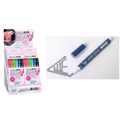 KREATIV TUSSER I SØLV M. FARVET KANT - DISPL. 8 PK