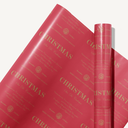 GAVEPAPIR - "CHRISMAS" RØD 57CM x 6M
