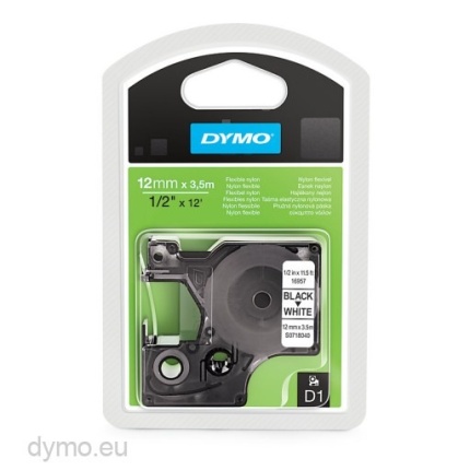 16957 DYMO D1 NYLONTAPE - 12mm, SORT/HVID