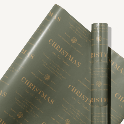 GAVEPAPIR - "CHRISMAS" GRØN 57CM x 6M