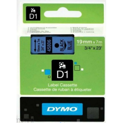 45806-DYMO D1 TAPE - 19mm - SORT/BLÅ