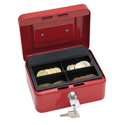 PENGEKASSE 15,2X11,5X8 RØD - WEDO (SKAFFEVARE)
