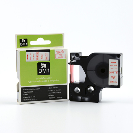 40915 DYMO D1 TAPE 9mm - RØD/HVID