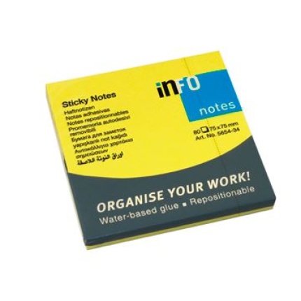 STICKY NOTES NEONGUL 75X75 MM 80 BLADE