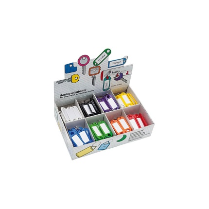 NØGLERINGE M/VEDHÆNG 200 STK ASS FARVER