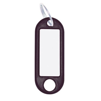 NØGLERINGE M/VEDHÆNG SORT100 STK