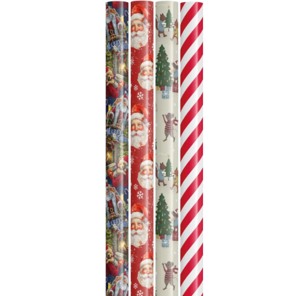 JULEPAPIR 0,7 X 10 M  25  RULLER 4 ASS.