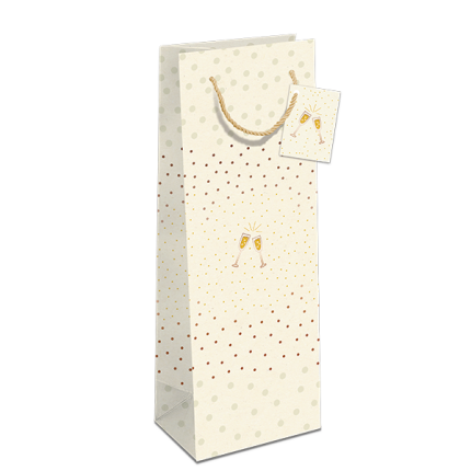 GAVEPOSE TIL FLASKE " CHAMPAGNEGLAS"  - BÆREDYGTIG