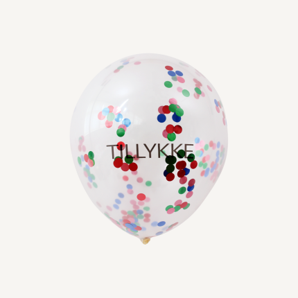 KONFETTI-BALLON " TILLYKKE" 30 CM. 5 STK PR. PK - LATEX