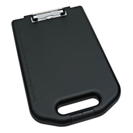 CLIPBOARD M/RUM OG HÅNDTAG SLAGFAST - SORT