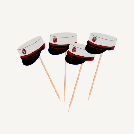 TANDSTIKKER, STUDENTERHUE - RØD - 7,5 x 3,5 CM. (30 STK)