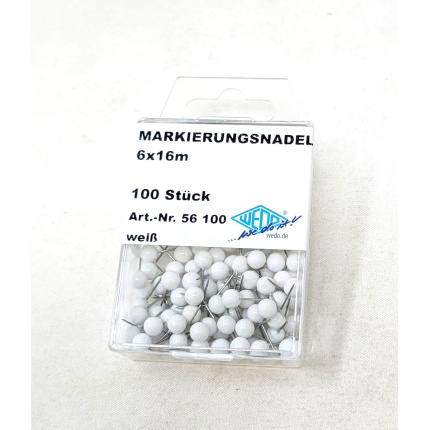 KORTNÅLE 16MM Ø6MM - HVID 100 STK