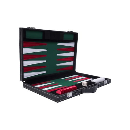 BACKGAMMON 47x35 CM GRØN/RØD/HVID