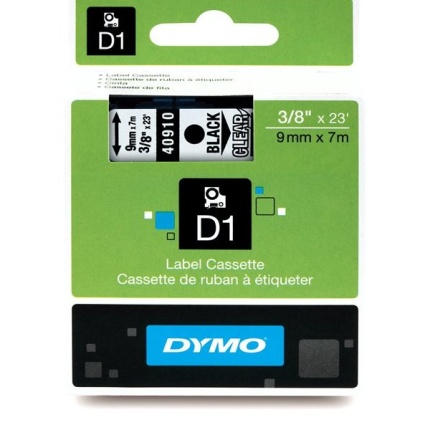 40910 DYMO D1 TAPE 9mm - SORT/KLAR