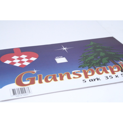 GLANSPAPIR 5 ARK 35X50 CM HVID
