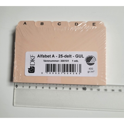 Kartoteksalfabet DKF -  A, 25-delt GUL