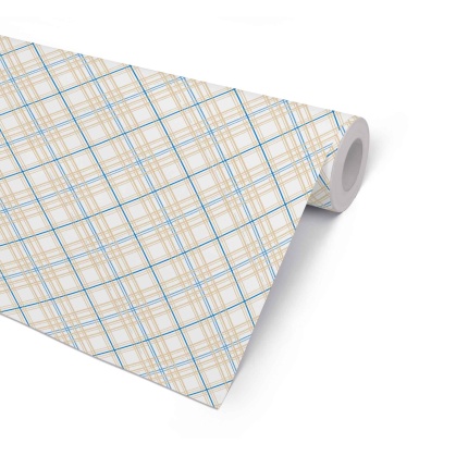 ØKONOM 57 CM "TARTAN"HVID/BLÅ/GULD 100M  METALIC