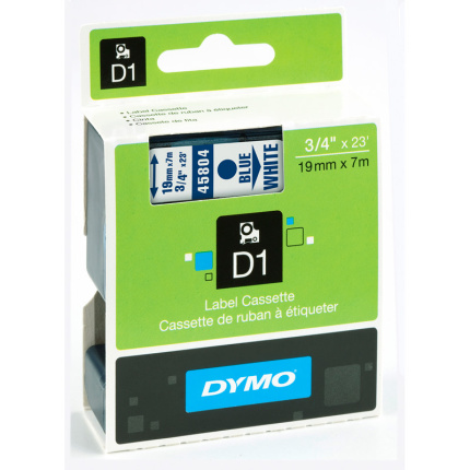 45804-DYMO D1 TAPE - 19mm - HVID / BLÅ