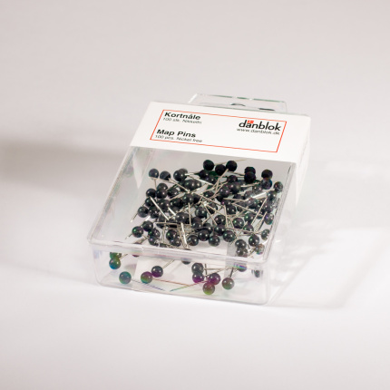KORTNÅLE / MAP PINS - Ø4 - 16MM - SORTE CA. 100 STK.