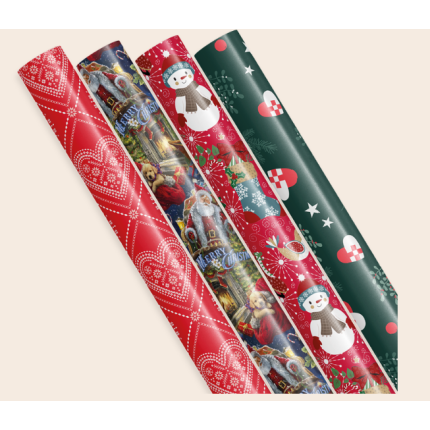 JULEPAPIR 0,7 X 10 M  25  RULLER 4 ASS.